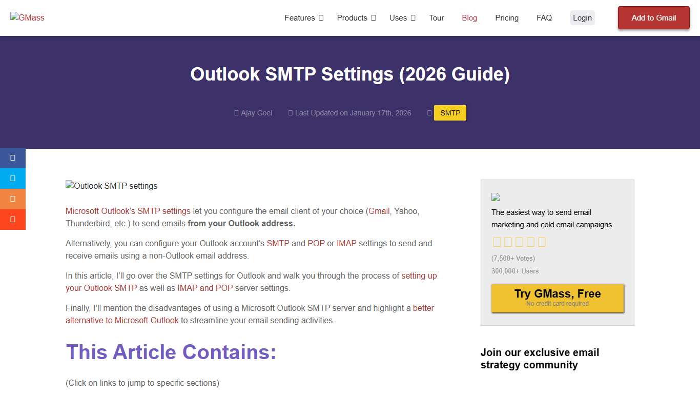 Outlook SMTP Settings (2026 Guide)